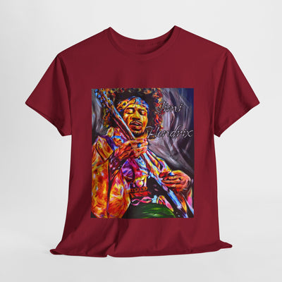 Unisex Heavy Cotton Tee - Vibrant Jimi Hendrix Graphic Tee