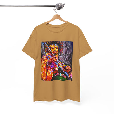 Unisex Heavy Cotton Tee - Vibrant Jimi Hendrix Graphic Tee
