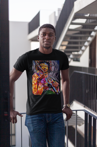 Unisex Heavy Cotton Tee - Vibrant Jimi Hendrix Graphic Tee
