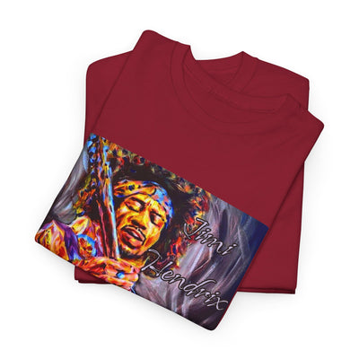 Unisex Heavy Cotton Tee - Vibrant Jimi Hendrix Graphic Tee