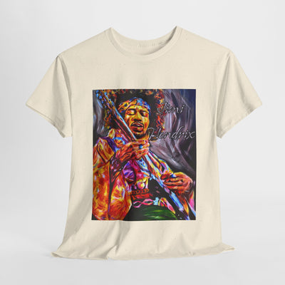Unisex Heavy Cotton Tee - Vibrant Jimi Hendrix Graphic Tee